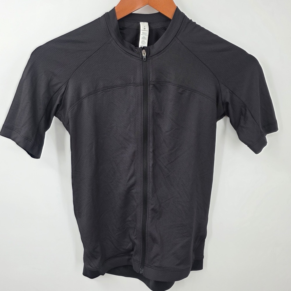 Lululemon City to Summit Cycling Jersey Black Full Zip Short Sleeve Women Size S